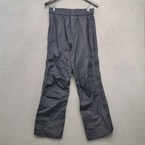 Cabelas Mens Medium Black Nylon Insulated Ski Snow Rain Pants Full Side Zips